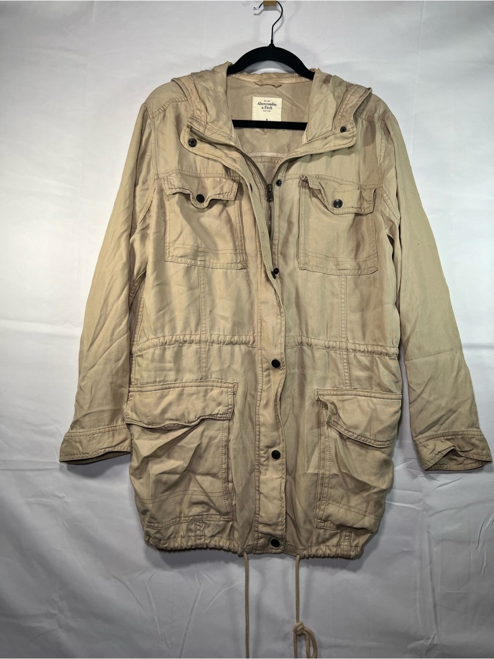 Abercrombie & Fitch Beige Hooded Utility Field Jacket Size Medium